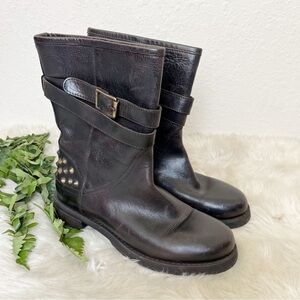 Boemos Studded Distressed Moto Boots Size 37